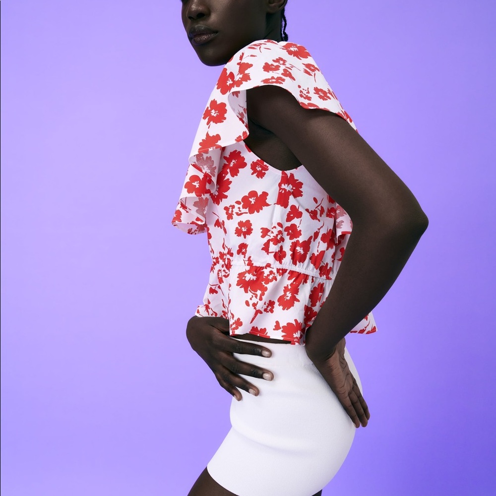 Zara Ruffled Print Blouse - Picture 3 of 9